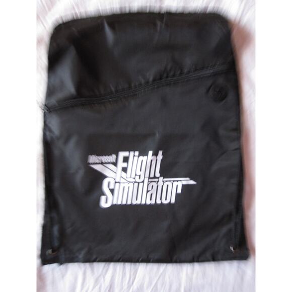 Microsoft Flight Simulator 2024 Trade Show Flight Bag Drawstring Backpack Black - Picture 1 of 6
